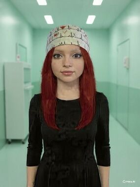 ECG Heart Print Medical Scrub Cap - Cream with Red Hearts